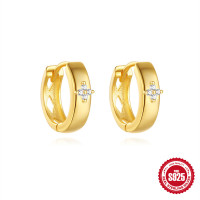 Gold-Plated Cubic Zirconia Huggie Earrings