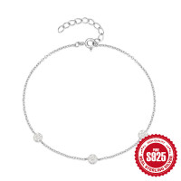 Sterling Silver Pavé Station Bracelet