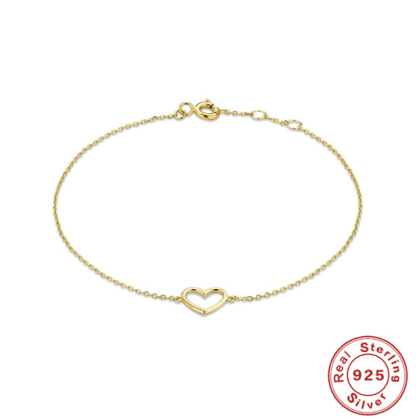 925 Gold-Plated Silver Heart Chain Bracelet