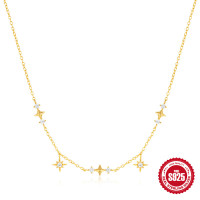 Gold Star Motif Station Necklace