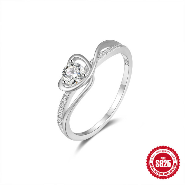 925 Silver Heart Solitaire Ring