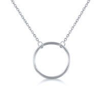 925 Silver Geometric Circle Pendant Necklace