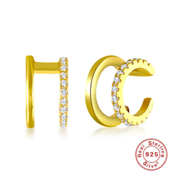 Gold-Plated Pavé Huggie Earrings