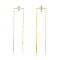 Gold Threader Earrings with Cubic Zirconia