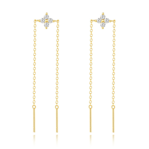 Gold Threader Earrings with Cubic Zirconia