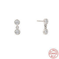Sterling Silver Bezel-Set Cubic Zirconia Drop Earrings
