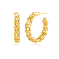 Gold Chain-Link Hoop Earrings