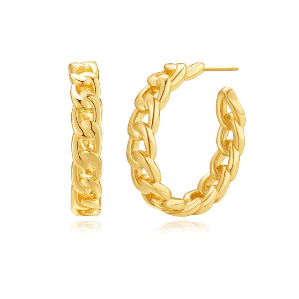Gold Chain-Link Hoop Earrings