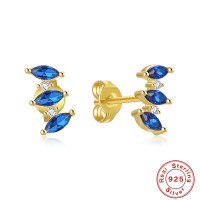 Gold-Finish Sapphire Stud Earrings