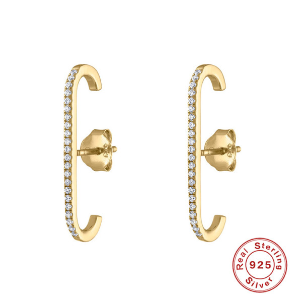 Gold Pavé Climber Earrings in 925 Silver