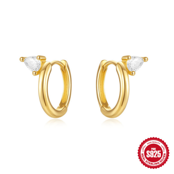 Gold-Plated Cubic Zirconia Small Hoop Earrings