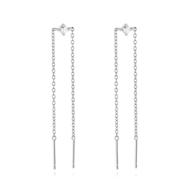 925 Silver Cubic Zirconia Threader Earrings