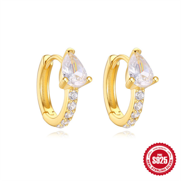 Gold Huggie Earrings with Cubic Zirconia