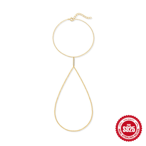 925 Silver Gold-Finish Teardrop Lariat Necklace