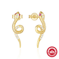 Gold-Plated Snake Motif Ear Climbers