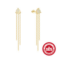 Gold-Tone Opal Chain Dangle Earrings