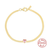 Gold-Tone Heart Charm Chain Bracelet