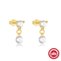 Gold-Plated Cubic Zirconia Dangle Earrings
