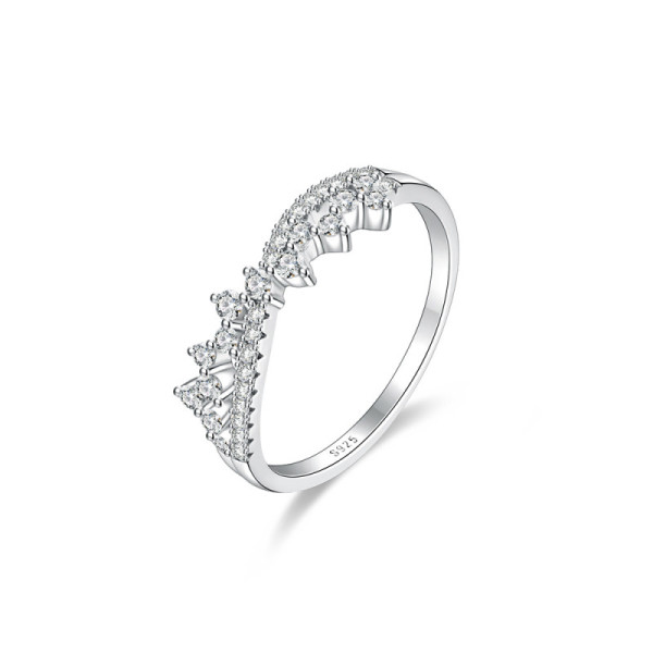 925 Silver Pavé Minimalist Band Ring