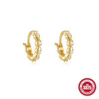 Gold-Plated Cubic Zirconia Huggie Earrings