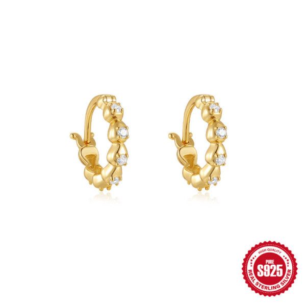 Gold-Plated Cubic Zirconia Huggie Earrings