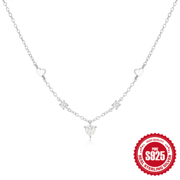 925 Sterling Silver Heart Motif Necklace