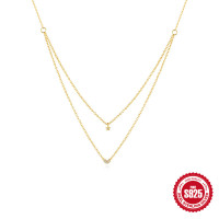 925 Silver Gold-Finish Layered Necklace