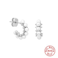 925 Silver Freshwater Pearl Hoop Earrings