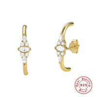 925 Silver Gold-Plated Marquise Stud Earrings