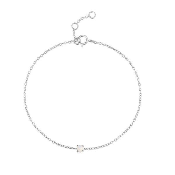 925 Silver Opal Minimalist Chain Bracelet