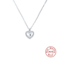 925 Silver Minimalist Heart Pendant Necklace