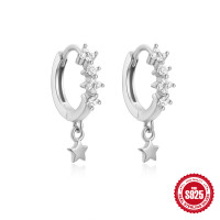 Sterling Silver Star Charm Huggie Earrings