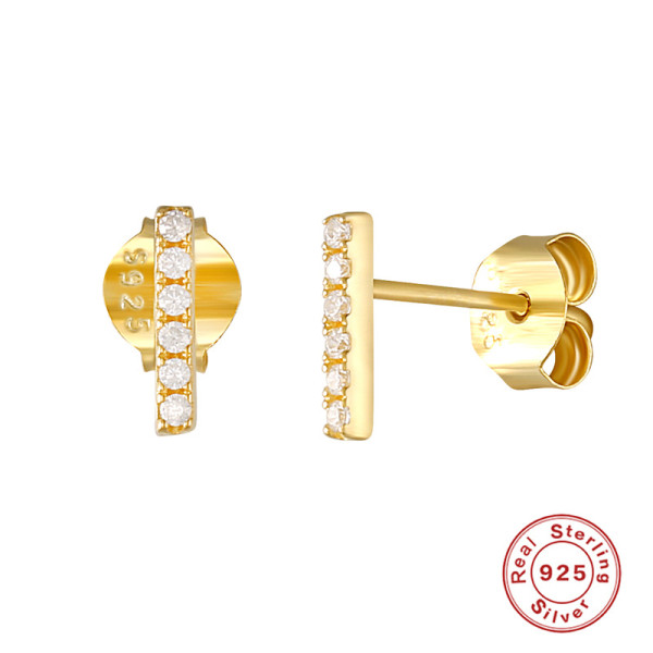 Gold-Plated Cubic Zirconia Stud Earrings