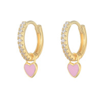Gold-Plated Pavé Heart Huggie Hoop Earrings