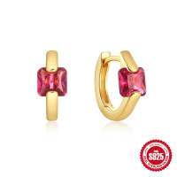 Gold-Plated Pink Cubic Zirconia Huggie Earrings