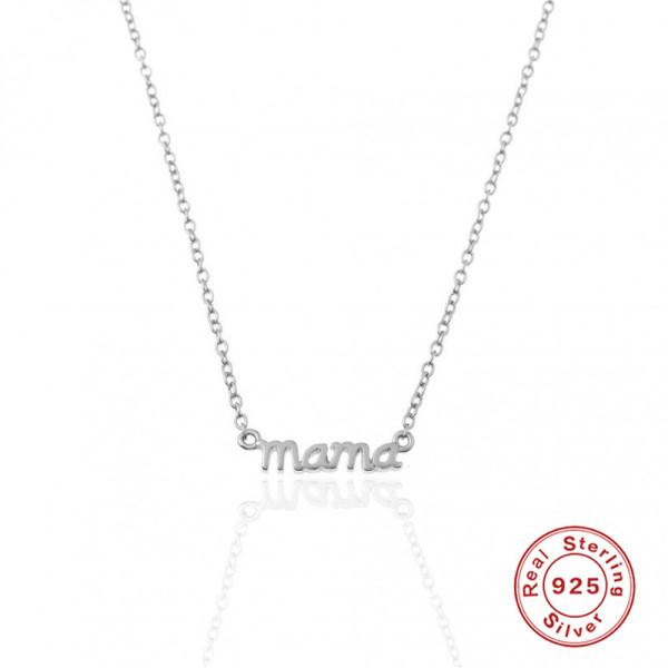 925 Silver 'Mama' Text Pendant Necklace