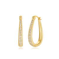 Gold-Plated Pavé Medium Hoop Earrings