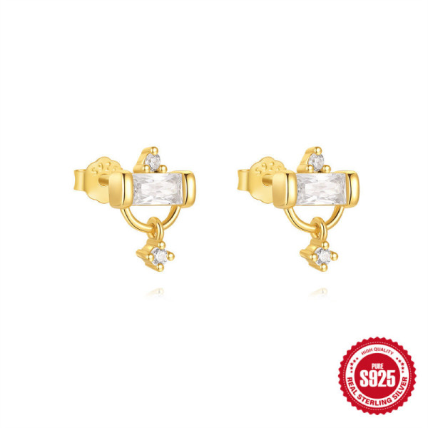 Gold-Plated Cubic Zirconia Stud Earrings