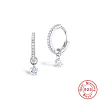 925 Silver Pavé Crystal Huggie Earrings
