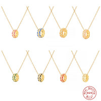 925 Silver Multicolor Geometric Pendant Necklaces