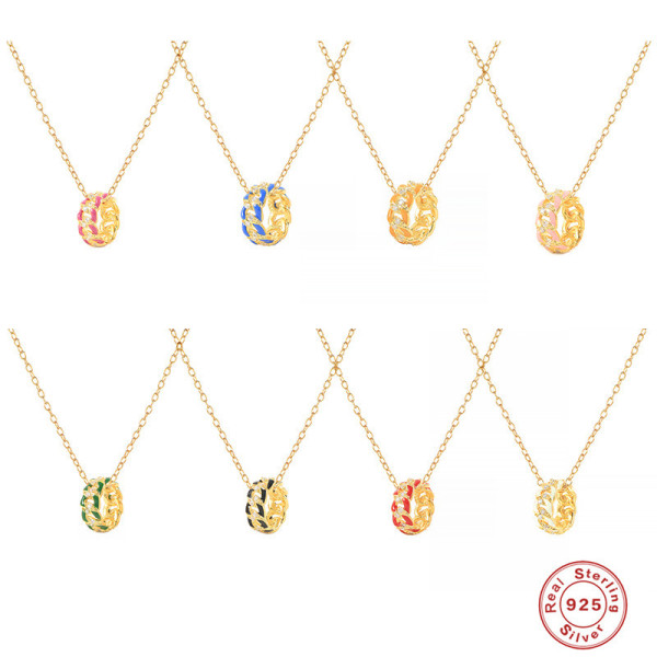 925 Silver Multicolor Geometric Pendant Necklaces