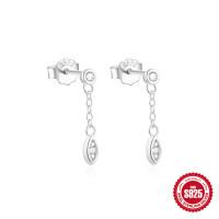 925 Silver Minimalist Drop Earrings with Cubic Zirconia