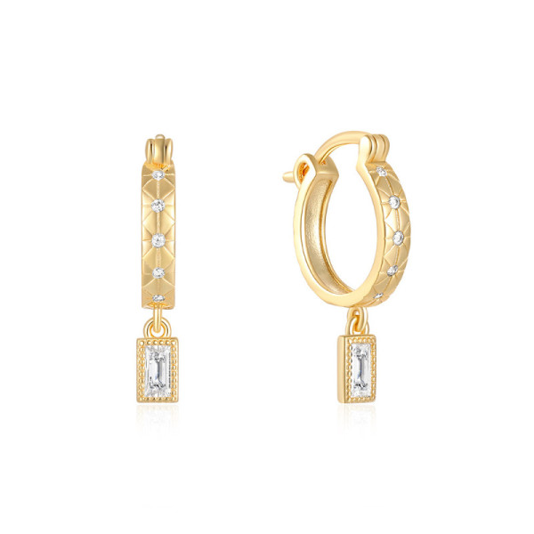 Gold-Plated Diamond Accent Small Hoop Earrings