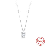925 Silver Geometric Cubic Zirconia Pendant Necklace