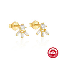 Gold-Plated Cubic Zirconia Stud Earrings
