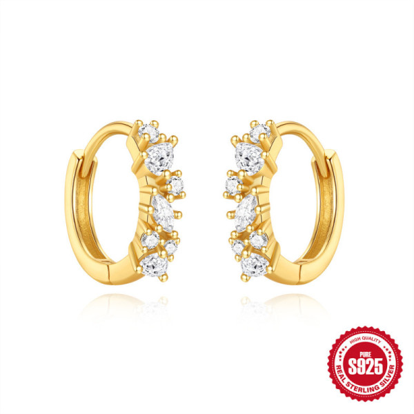 Gold-Plated Cubic Zirconia Huggie Earrings