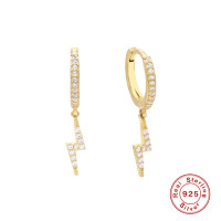 Gold-Plated Lightning Bolt Huggie Earrings