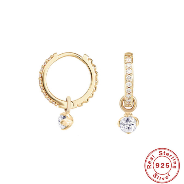 Gold-Plated Pavé Crystal Huggie Earrings