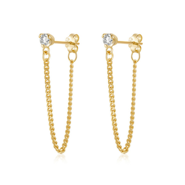 Gold Cubic Zirconia Threader Earrings