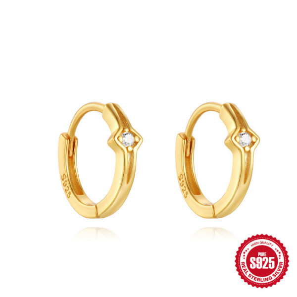 Gold-Plated Geometric Huggie Earrings